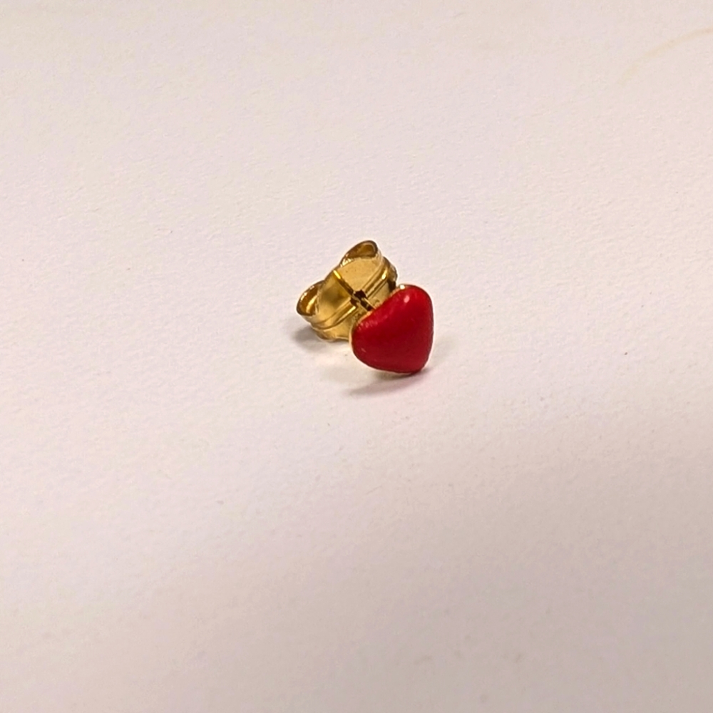 Red Heart Stud Earring 18k/925s